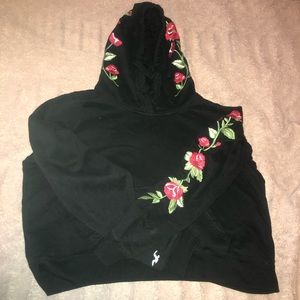 Black/ Floral Hollister Crop Hoodie